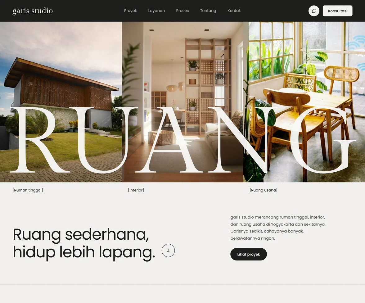 Demo template website Service & Maintenance Demo Garis Studio | Maerev Semarang