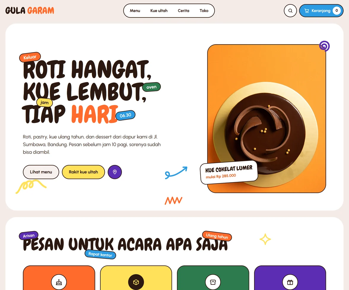 Demo template website FnB Demo Gula Garam | Maerev Semarang